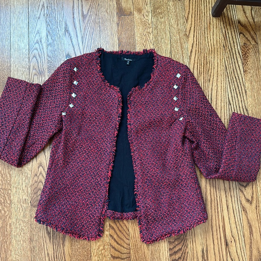 Red Knit Suit Jacket